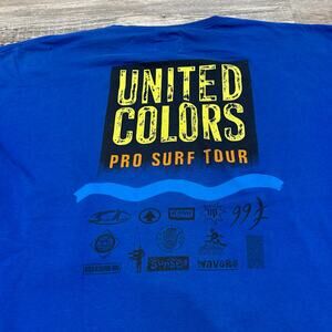 Vintage 90s United Colors of Benetton Pro‎ Surf Tour Blue Mens XL Boxy T-Shirt